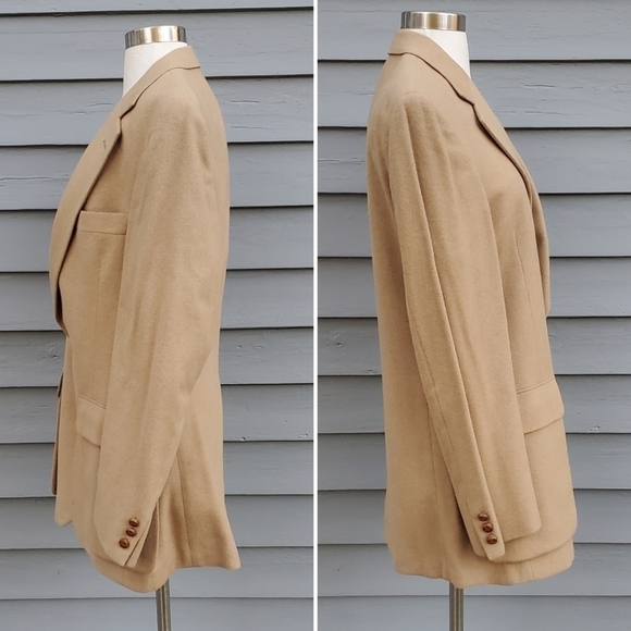 Vintage 90s y2k Austin Reed of Regent Street Wallachs Camel Hair Tan Blazer Md - Picture 2 of 6